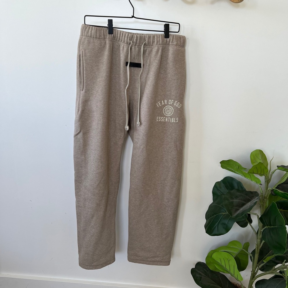 Fear of God Essentials University Sweatpants Tan Heather Mens Large Joggers